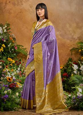 woven work art silk blend lavender saree 2