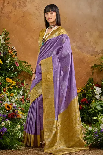 woven work art silk blend lavender saree