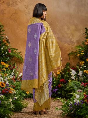 woven work art silk blend lavender saree 3