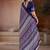Navy blue printed satin saree