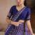 Navy blue printed satin saree