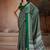 Dark green printed satin saree