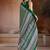 Dark green printed satin saree