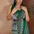 Dark green printed satin saree