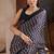 Black printed satin saree