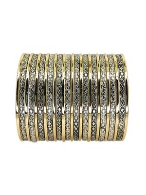 Two toned set of 25 lattice pattern bangle set 3