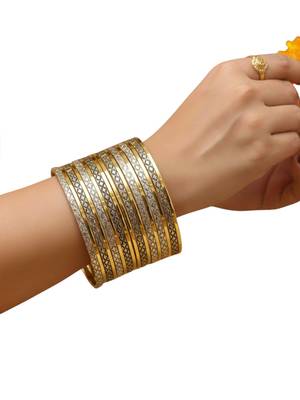 Two toned set of 25 lattice pattern bangle set 5
