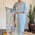 Sky blue chanderi embroidered straight kurta set