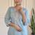 Sky blue chanderi embroidered straight kurta set