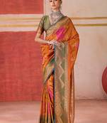 art silk woven work orange saree
