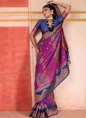 art silk woven work magenta saree 2