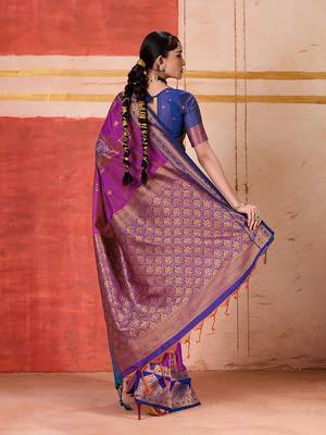 art silk woven work magenta saree 3