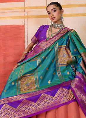 art silk woven work teal saree 4