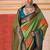 art silk woven work green saree