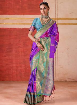 art silk woven work purple saree 1