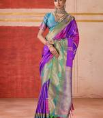 art silk woven work purple saree
