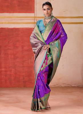 art silk woven work purple saree 2