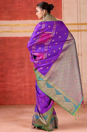 art silk blend woven work purple saree