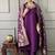 Purple silk  embroidered straight sttiched suit