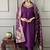 Purple silk  embroidered straight sttiched suit
