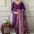 Purple silk  embroidered straight sttiched suit