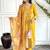 Yellow color chanderi embroidered straight suit