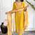 Yellow color chanderi embroidered straight suit