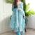 Aqua blue chinon embroidered kurta set