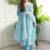 Aqua blue chinon embroidered kurta set