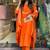 Orange color chanderi viscose sttiched kurta set