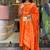 Orange color chanderi viscose sttiched kurta set