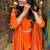 Orange color chanderi viscose sttiched kurta set