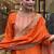 Chanderi embroidered kurta set in orange