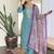 Sky blue viscose chanderi embroidered ready made kurta set