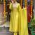 Yellow chanderi sttiched straight suit