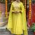 Yellow chanderi sttiched straight suit