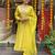 Yellow chanderi sttiched straight suit