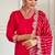 Red chanderi embroidered ready made suit