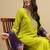 Lemon green chinon embroidered ready made kurta set
