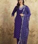 Purple chanderi silk embroidered kurta set