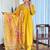 Yellow chinon silk embroidered ready made kurta set