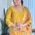 Yellow chinon silk embroidered ready made kurta set