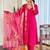 Rani pink chinon silk embroidered ready made kurta set