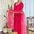 Rani pink chinon silk embroidered ready made kurta set