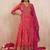 Rani pink chinon silk bandhani print ready made kurta set