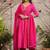 Rani pink muslin silk ready made anarkali kurta set