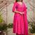 Rani pink muslin silk ready made anarkali kurta set