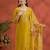 Yellow vichitra silk embroidered semi sttiched kurta set