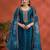 Teal blue vichitra silk embroidered semi sttiched kurta set