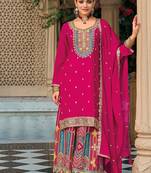 Chinon embroidered palazzo suit for rani pink 